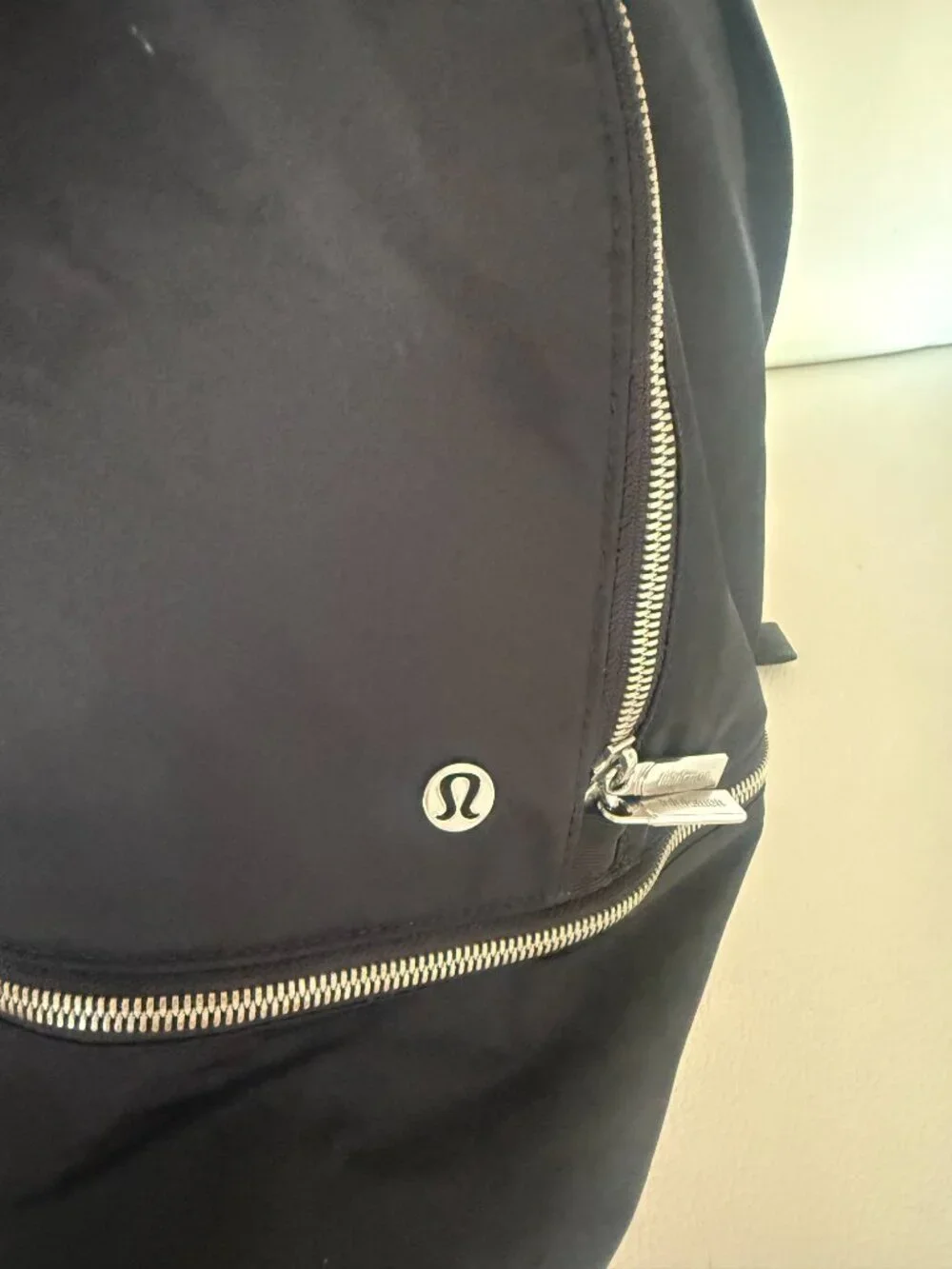 LULULEMON BLACK NYLON EVERYDAY BACKPACK SILVER HARDWARE FULL SIZE 15 X 12X7